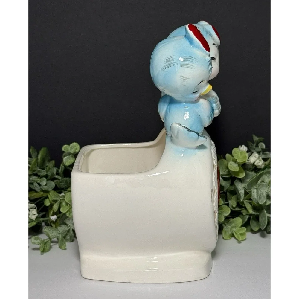 RARE Vintage RELPO Japan 6284 Blue Birds in Love Planter 8